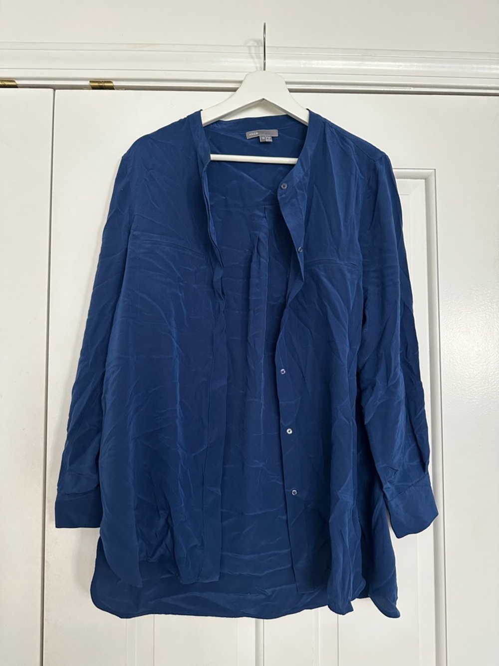 Vince 100% Silk Blue Blouse Size 12